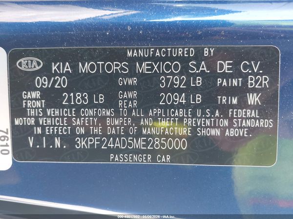 2021 KIA FORTE LXS