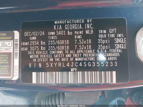 2025 KIA SORENTO S