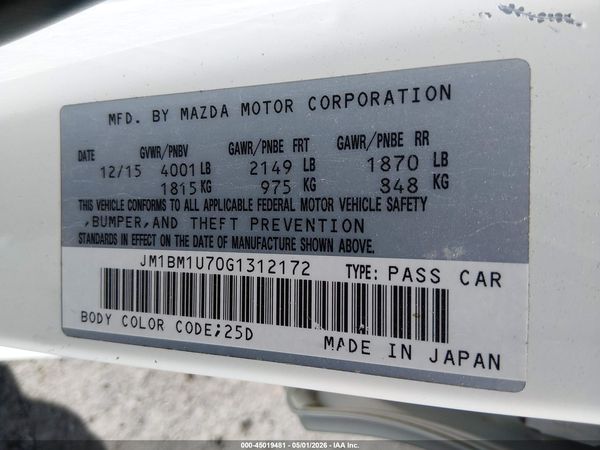 2016 MAZDA MAZDA3 I SPORT