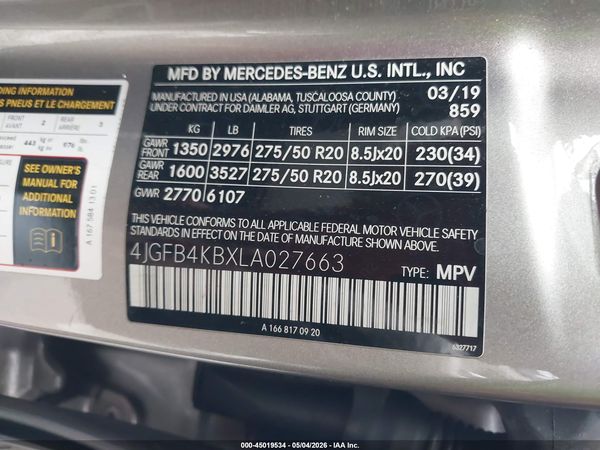 2020 MERCEDES-BENZ GLE 350 4MATIC