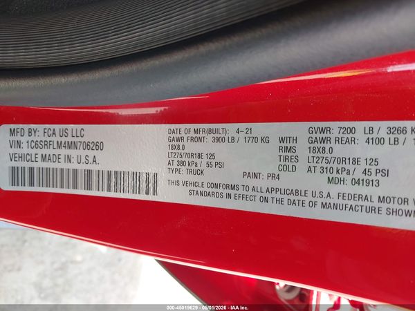2021 RAM 1500 REBEL  4X4 5'7 BOX