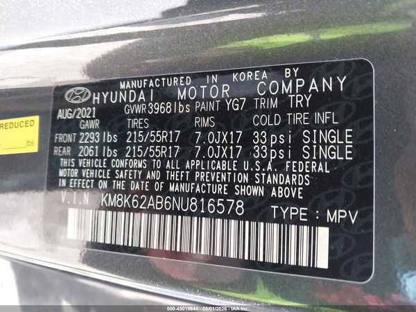 2022 HYUNDAI KONA SEL