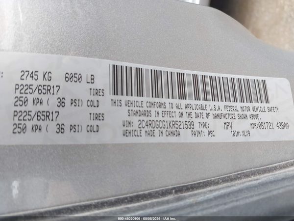 2019 DODGE GRAND CARAVAN SXT