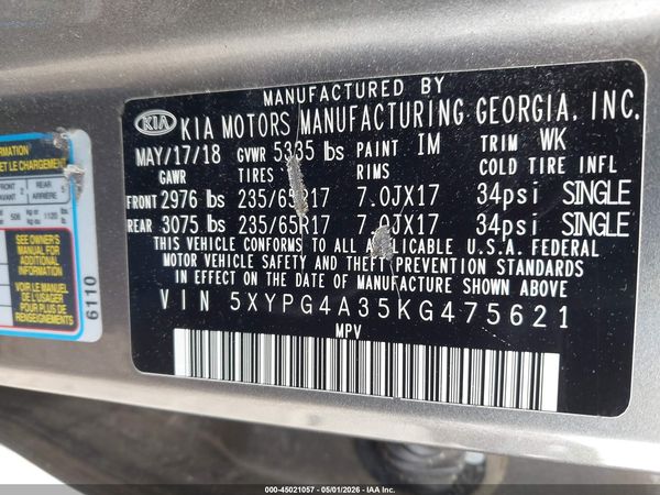 2019 KIA SORENTO 2.4L L