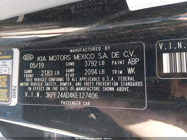 2019 KIA FORTE FE