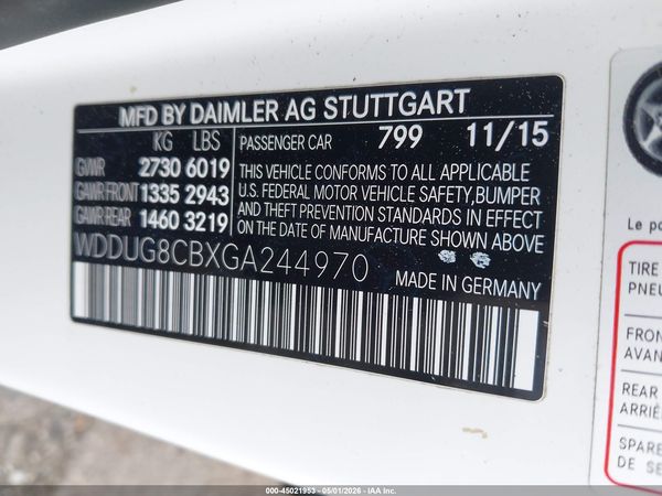 2016 MERCEDES-BENZ S 550 S550