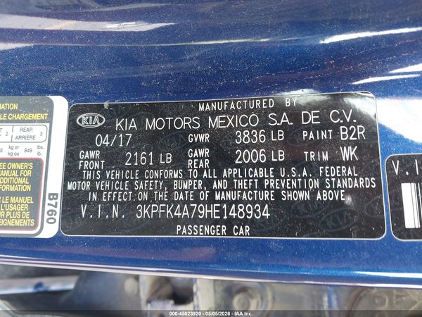 2017 KIA FORTE LX