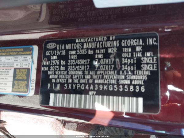 2019 KIA SORENTO 2.4L LX