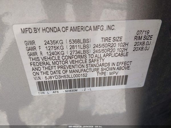 2020 ACURA MDX TECHNOLOGY PACKAGE
