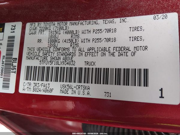 2020 TOYOTA TUNDRA SR