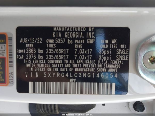 2022 KIA SORENTO LX