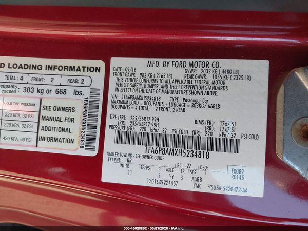 2017 FORD MUSTANG V6