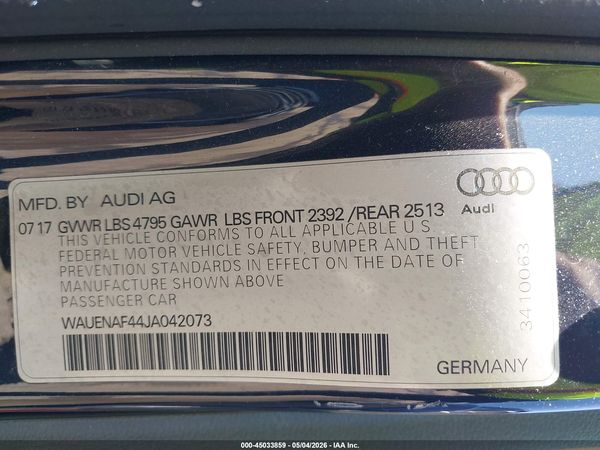 2018 AUDI A4 2.0T PREMIUM