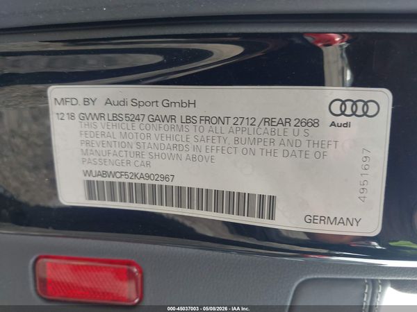 2019 AUDI RS 5 2.9T