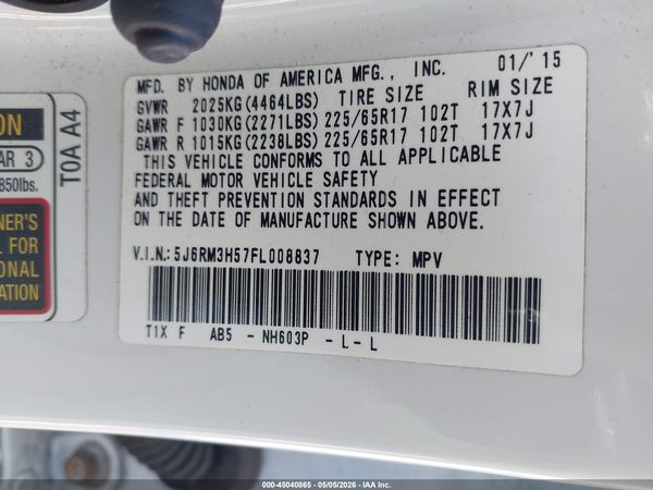2015 HONDA CR-V EX