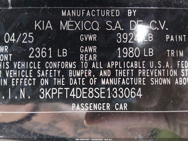 2025 KIA K4 LX