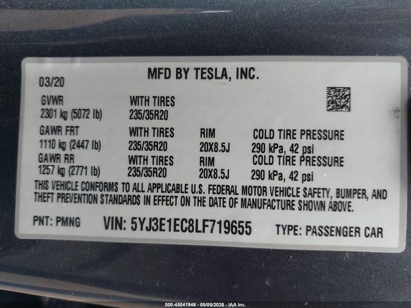 2020 TESLA MODEL 3