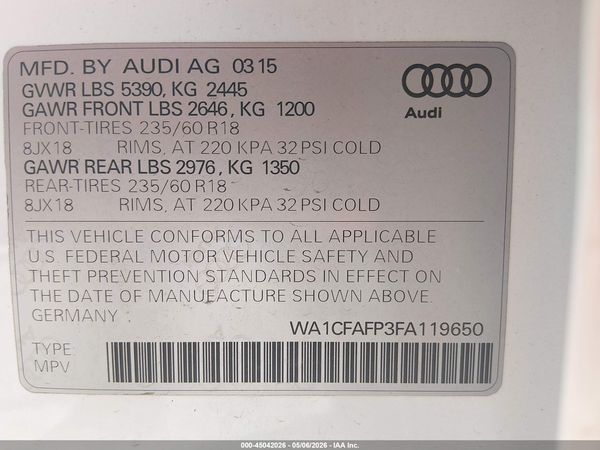 2015 AUDI Q5 2.0T PREMIUM