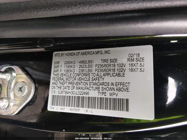 2018 ACURA RDX ACURAWATCH PLUS PACKAGE