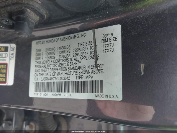 2016 HONDA CR-V EX-L