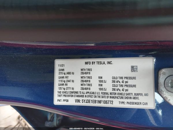 2022 TESLA MODEL 3