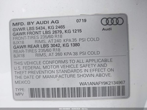 2019 AUDI Q5 45 PREMIUM