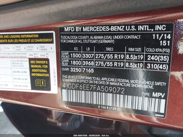 2015 MERCEDES-BENZ GL 450 4MATIC