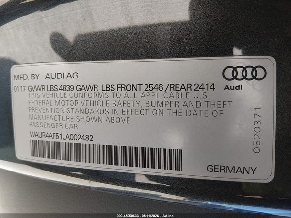 2018 AUDI S5 3.0T PREMIUM PLUS