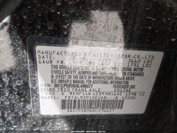 2022 NISSAN KICKS S XTRONIC CVT — I9