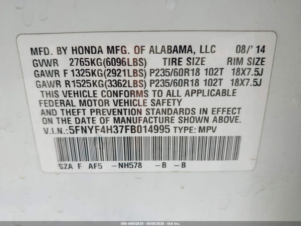 2015 HONDA PILOT SE
