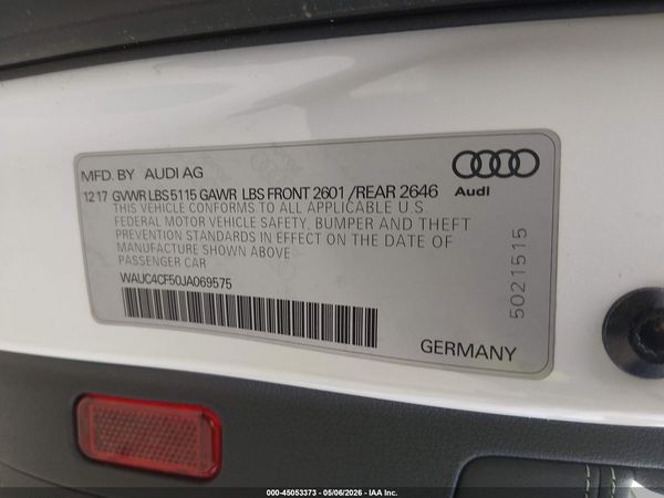 2018 AUDI S5 3.0T PREMIUM PLUS