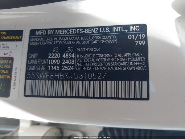 2019 MERCEDES-BENZ AMG C 63 S