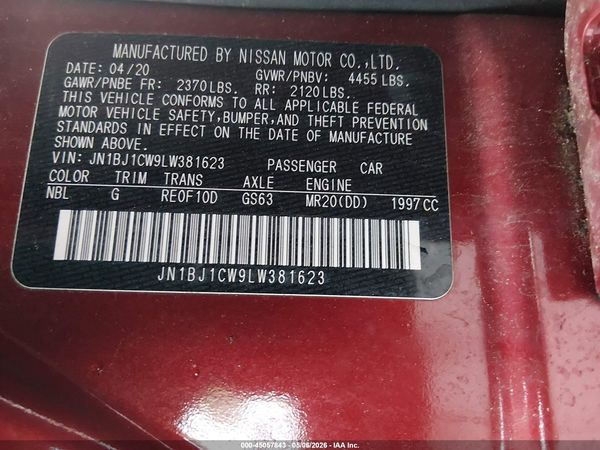 2020 NISSAN ROGUE SPORT SV AWD XTRONIC CVT — I9