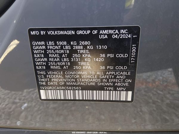 2024 VOLKSWAGEN ATLAS 2.0T PEAK EDITION SEL — I9