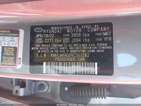 2022 HYUNDAI ELANTRA SEL