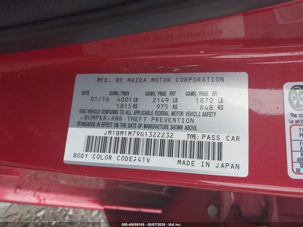 2016 MAZDA MAZDA3 I TOURING