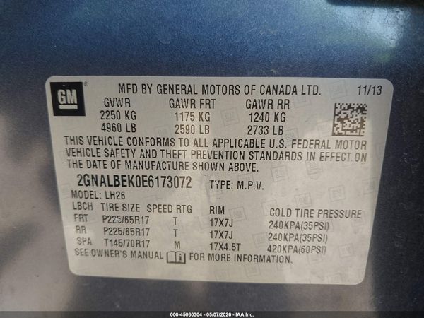 2014 CHEVROLET EQUINOX 1LT — I9
