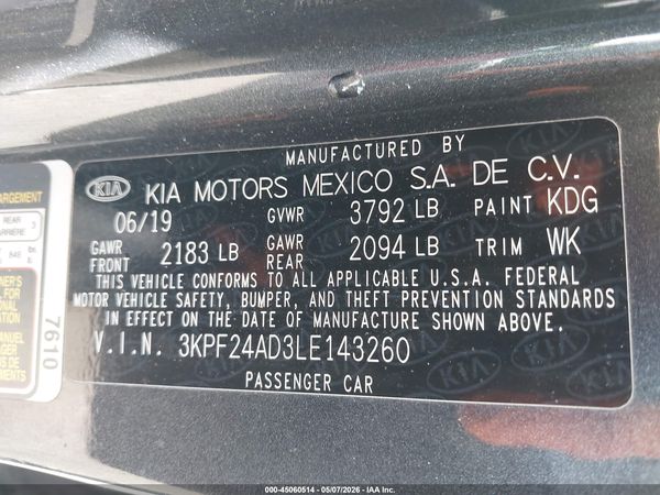 2020 KIA FORTE LXS
