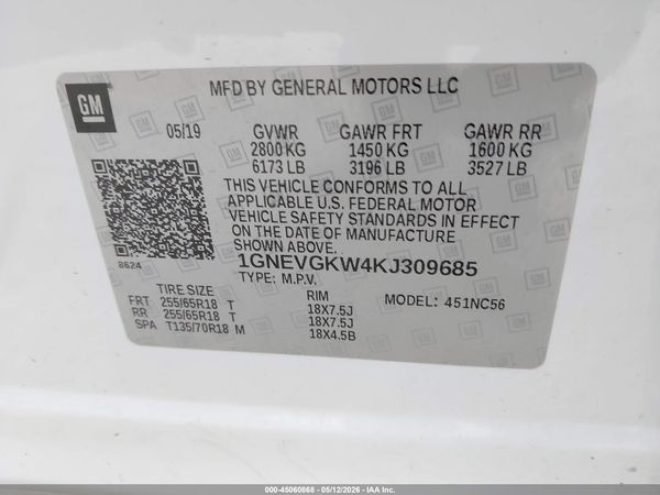 2019 CHEVROLET TRAVERSE 1LT — I9