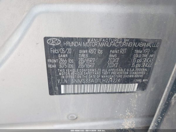 2020 HYUNDAI SANTA FE SEL