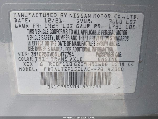 2022 NISSAN KICKS SR XTRONIC CVT