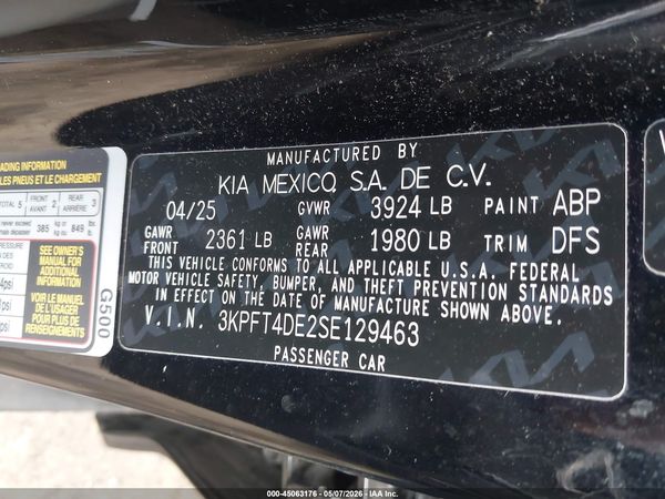 2025 KIA K4 LXS