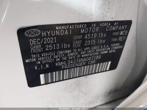 2022 HYUNDAI SONATA HYBRID SEL