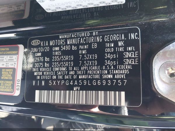 2020 KIA SORENTO 3.3L S