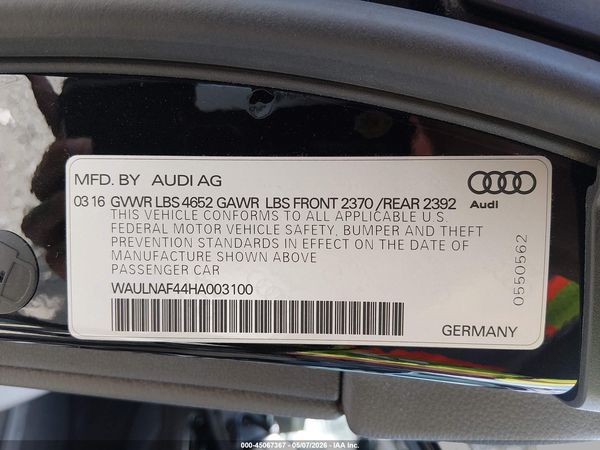 2017 AUDI A4 2.0T PREMIUM