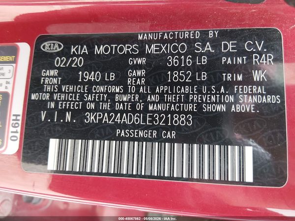 2020 KIA RIO S