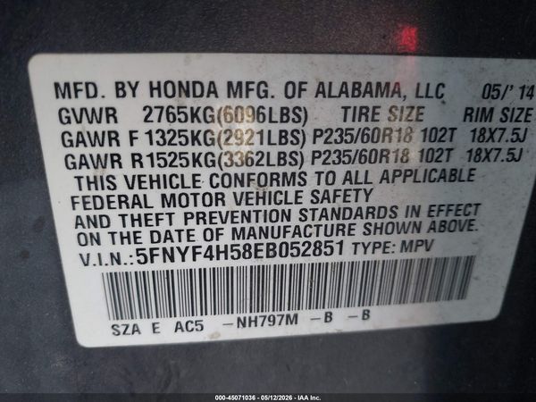2014 HONDA PILOT EX-L