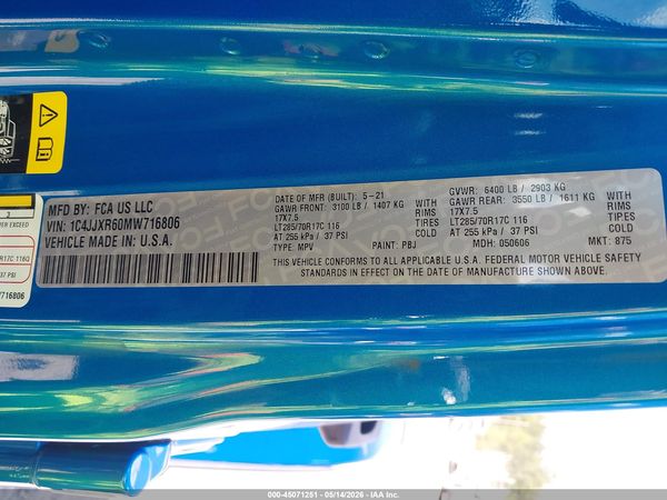 2021 JEEP WRANGLER 4XE UNLIMITED RUBICON 4X4