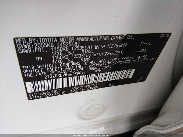 2016 TOYOTA RAV4 LE