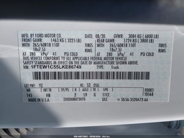 2020 FORD F-150 LARIAT